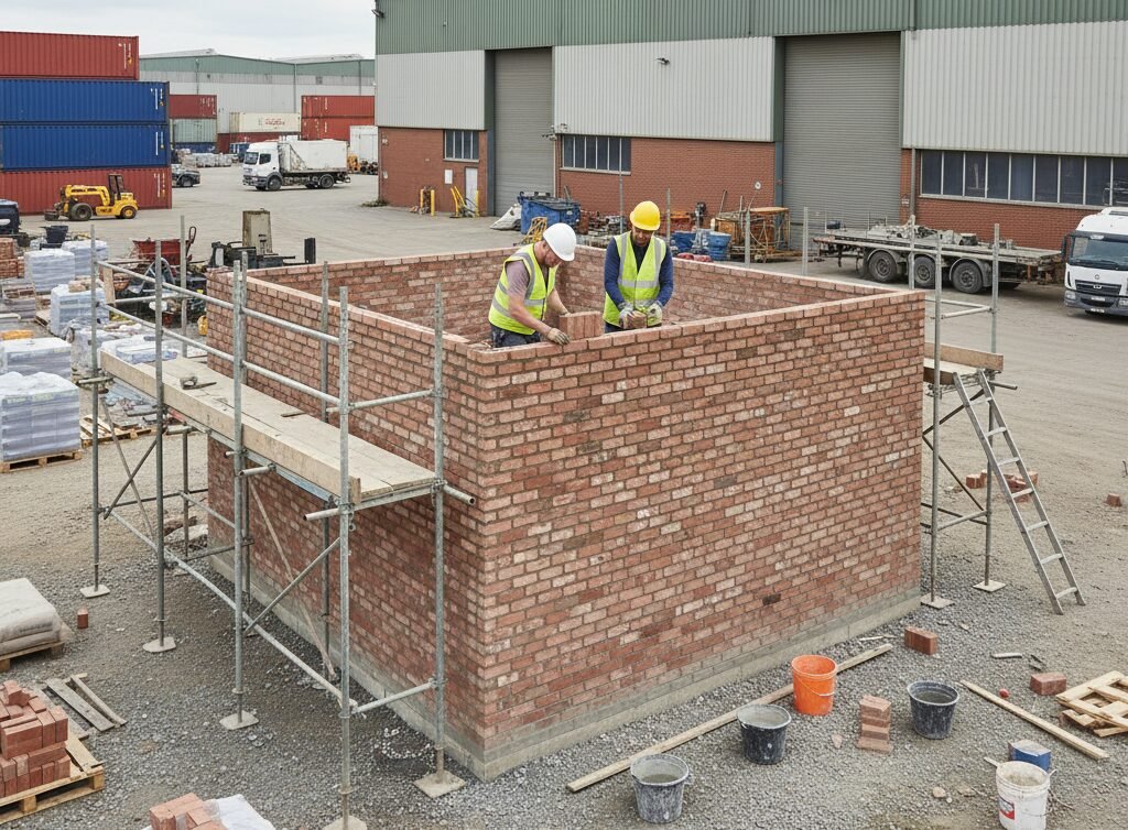 Commercial brick walls and smart entries in Surrey