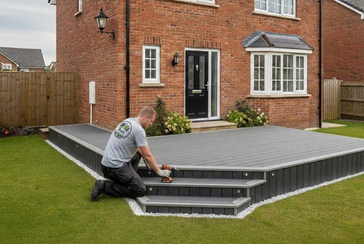 Residential decking in Surrey with a warm natural feel