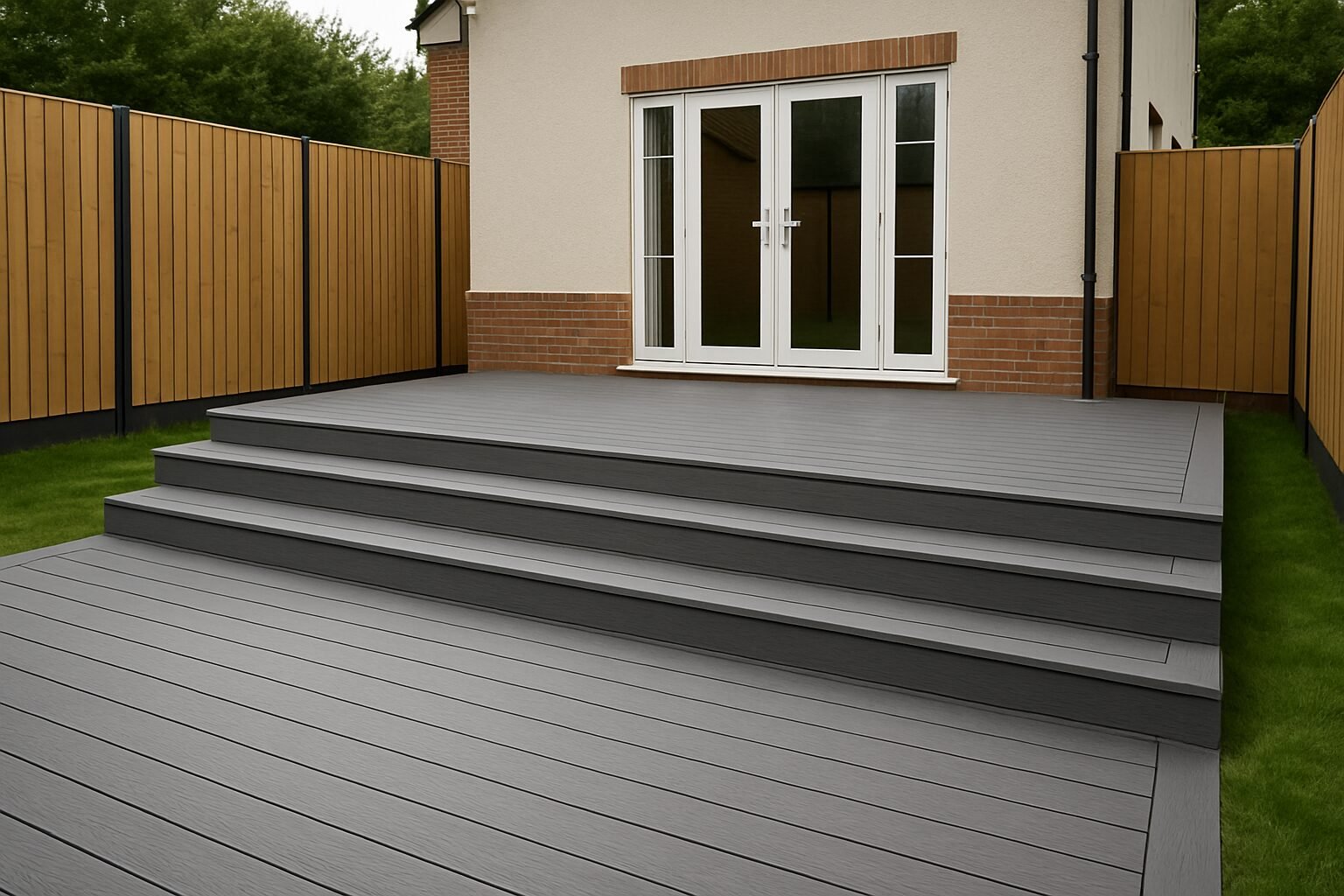 Garden after with a new deck and neat finish