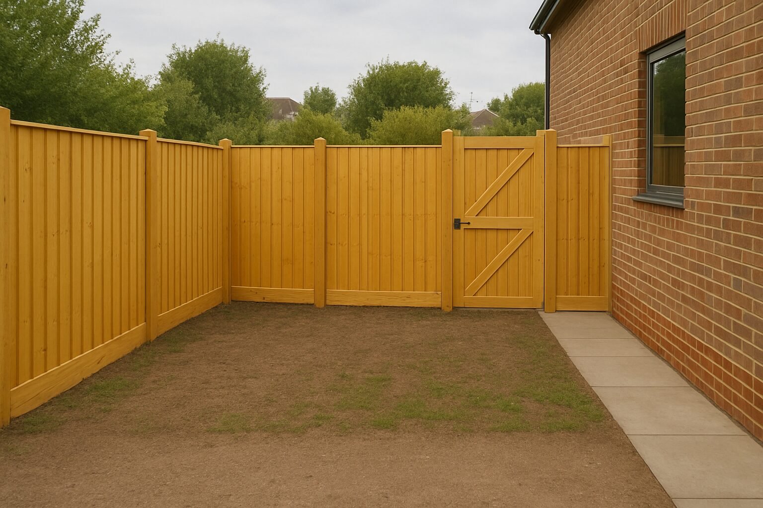 Garden after with fresh timber fencing and a neat line