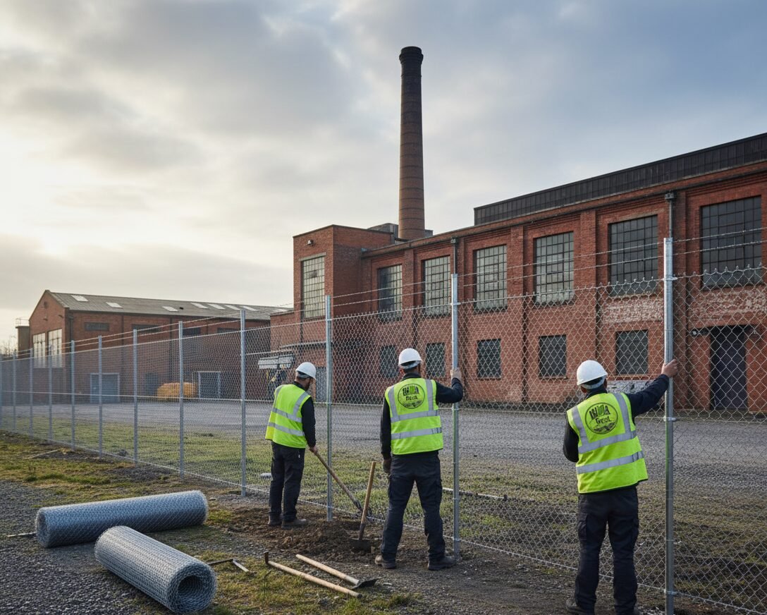 Smart commercial site with a clean fence and a welcoming gate