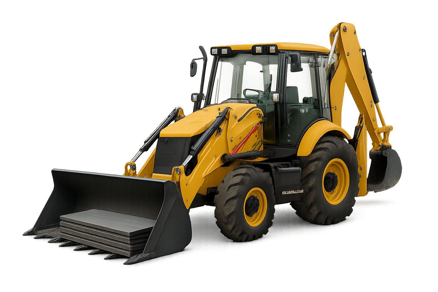 Mini excavator overlay moving across the ground