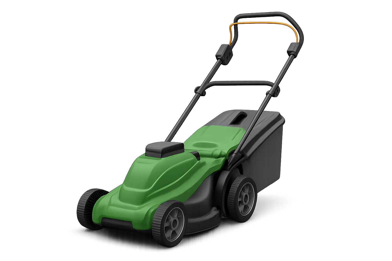 Cordless mower overlay moving across the lawn