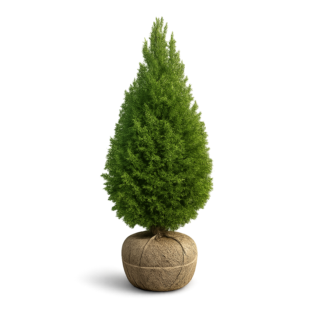 Thuja specimen moving into place